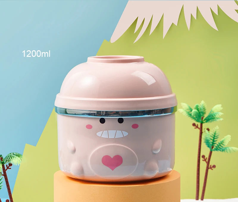 900/1200ml Cute Duck Ramen Bowl With Lid Stainless Steel Kawaii Double-layer Kitchen Noodle Salad Fruit Rice Soup Bowl Tableware