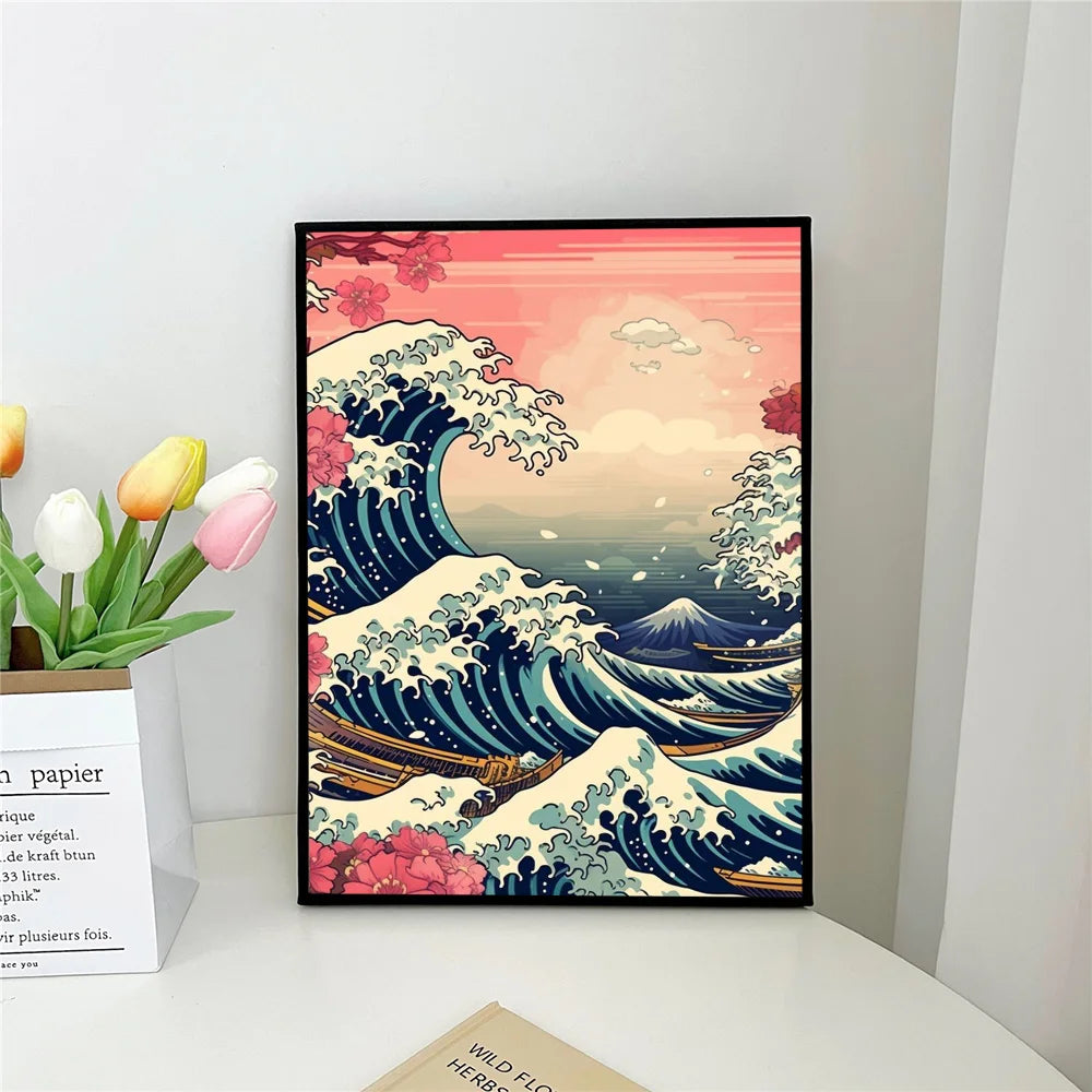 1pc Japan Style Peacock Wall Art Hokusai O-Ohara K-Koson Poster Self-adhesive Art Waterproof Paper Sticker Wall Decor