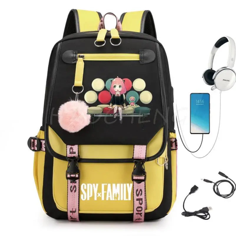 New Spy x Family Anya Forger Backpack Usb Charging School Bags Teenage Girls Boys Laptop Back Pack Women Men Travel Mochilas