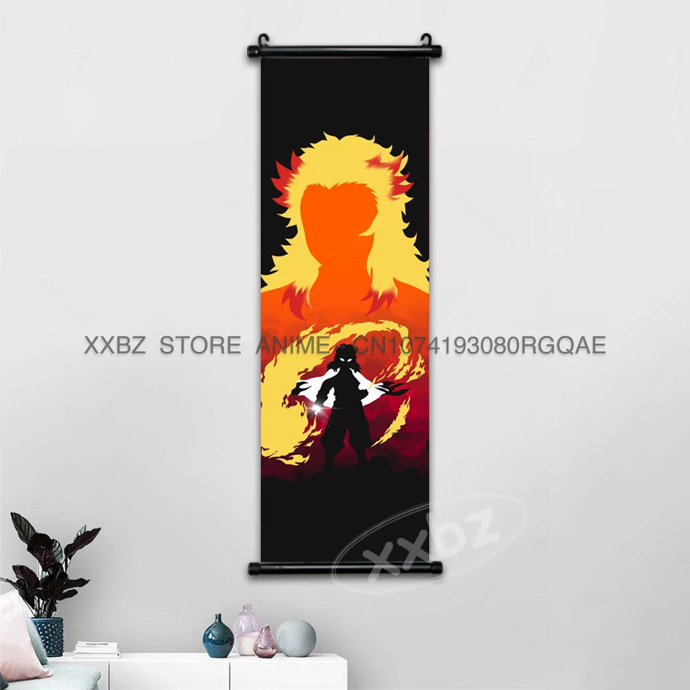 Demon Slayer Scroll Picture Anime Posters Kamado Tanjirou Home Decor Agatsuma Zenitsu Hanging Painting Wall Art Canvas Wallpaper