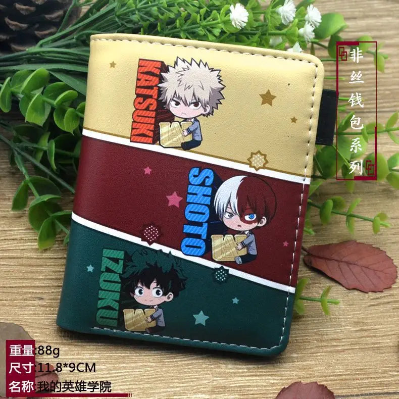My Hero Academia Anime Pu Leather Men Wallet Rfid Anti-Magnetic Credit Cards Holder with Organizer Coin Pocket Money Clips Purse