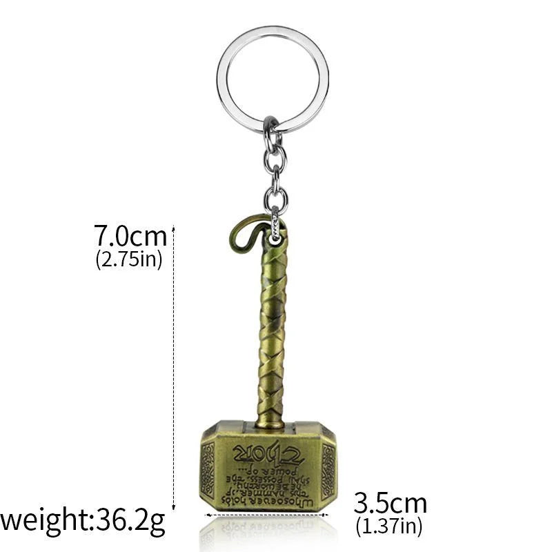 Thor Hammer Metal Keychain Movie Jewelry Key Ring Cosplay Prop Key Holder For Fans Bag Ornament Car Pendant Gift