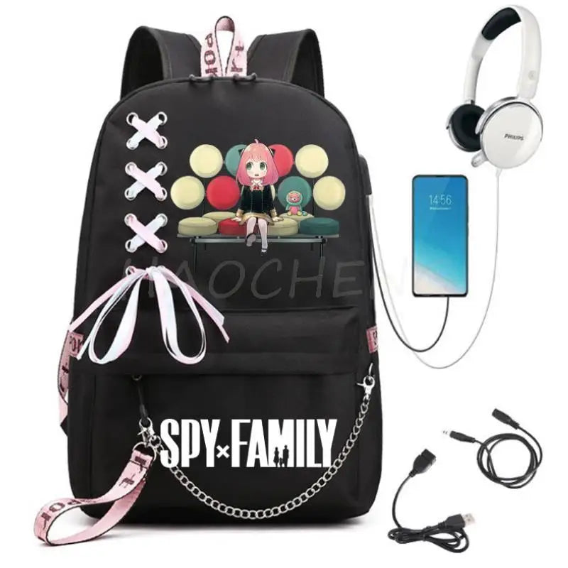 Spy x Family Anya Forger Anime Backpack For Women Kawaii Design Student School Shoulder Bag Canvas Youth Outdoor Travel Backpack
