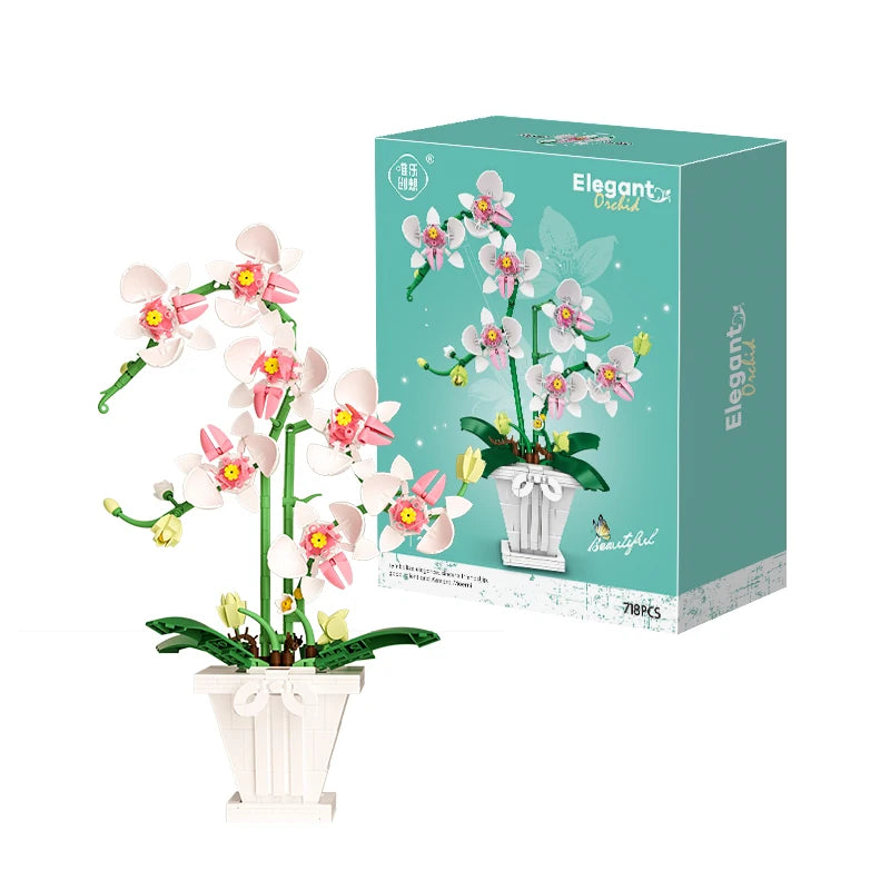 Flower Bouquet Building Blocks Kit DIY Flowers Block Toys Set Romantic Office Decoration Potted Plant Model Set Children's toys