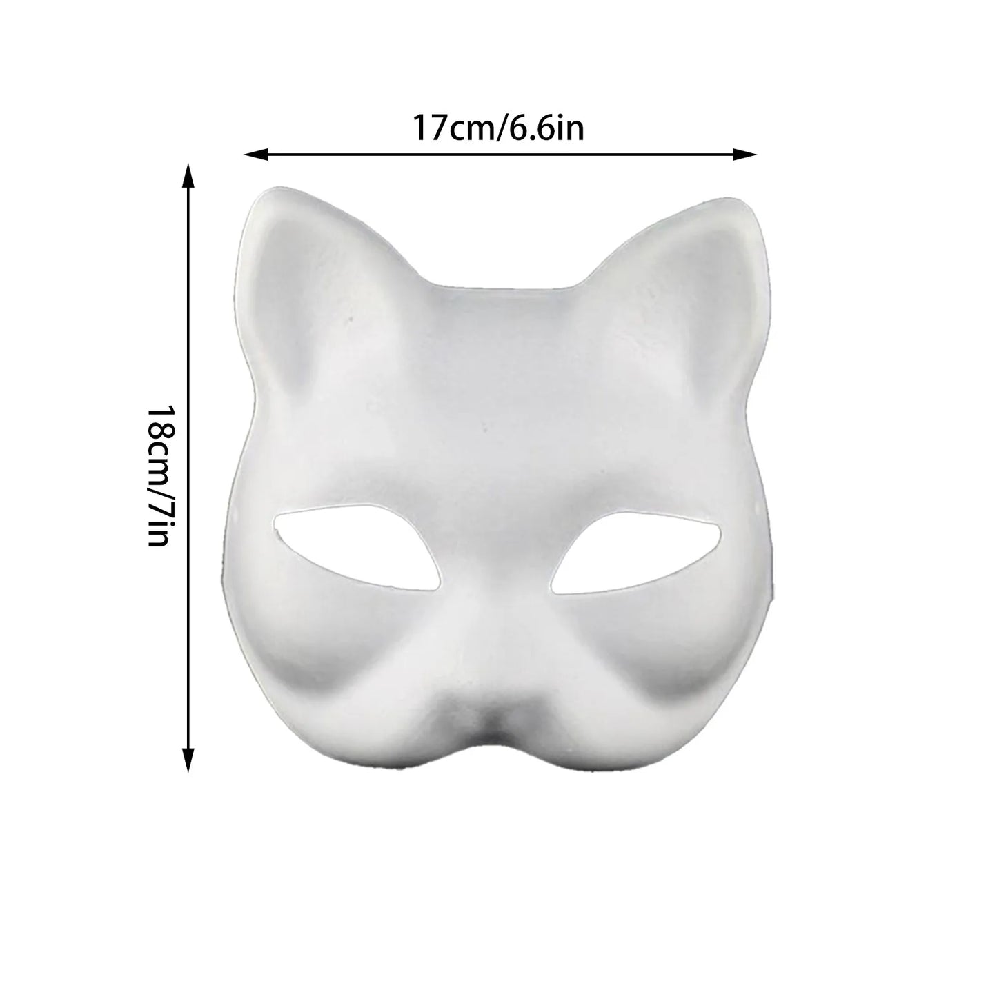 3/5Pcs Paper Blank Mask Half Face Hand-painted Cat Fox Mask Anime Demon Slayer Masquerade Halloween Festival Cosplay Prop