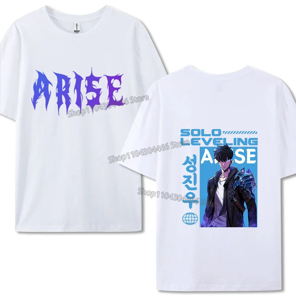 100% Cotton T Shirt Solo Leveling T-shirt for Men/women HD Printed Anime Tees Trendy Short Sleeve Top Comfortable Anime Clothes