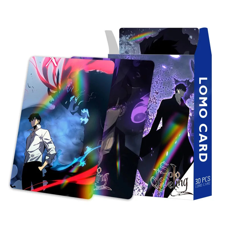 Laser Flash Card, Solo Leveling:Arise Double-sided 30pcs Small Cards, LOMO Card, Anime Peripheral Photo Card, Collection Card