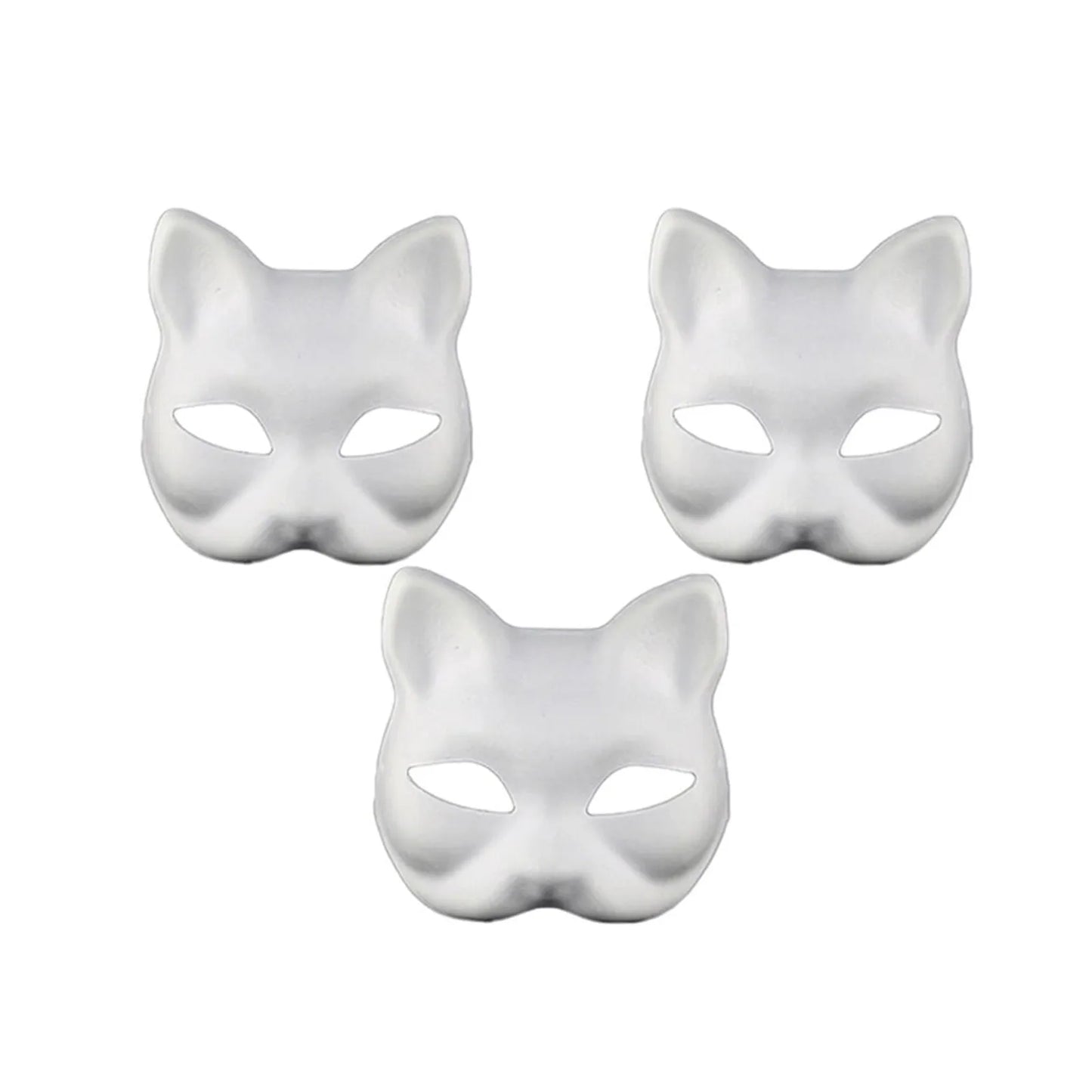 3/5Pcs Paper Blank Mask Half Face Hand-painted Cat Fox Mask Anime Demon Slayer Masquerade Halloween Festival Cosplay Prop
