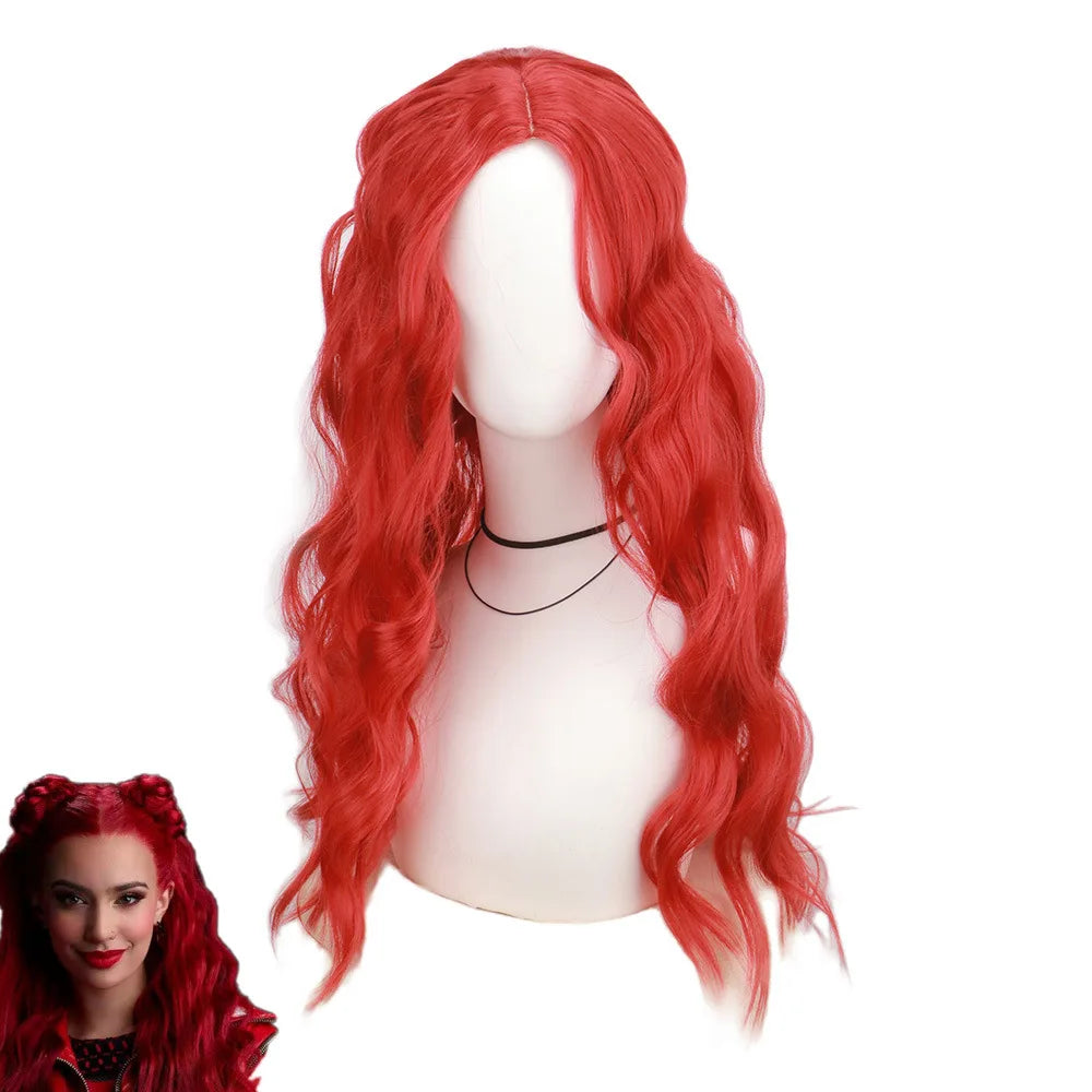 Girls The Rise of Red Makeup Dance Dress Halloween Cosplay Costume for 4-12 Years Old Children Movie Descendants 4 Dresses Wig