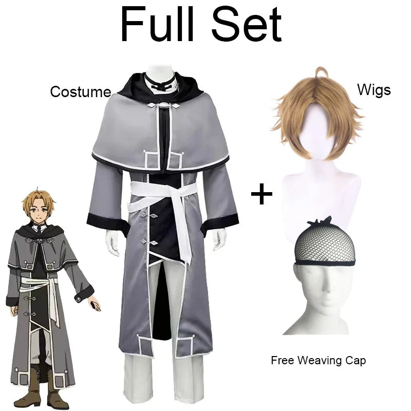 2024 Mushoku Tensei Rudeus Greyrat Cosplay Costume Jobless Reincarnation Anime Adulthood Uniform Set Cosplayer Wigs Halloween