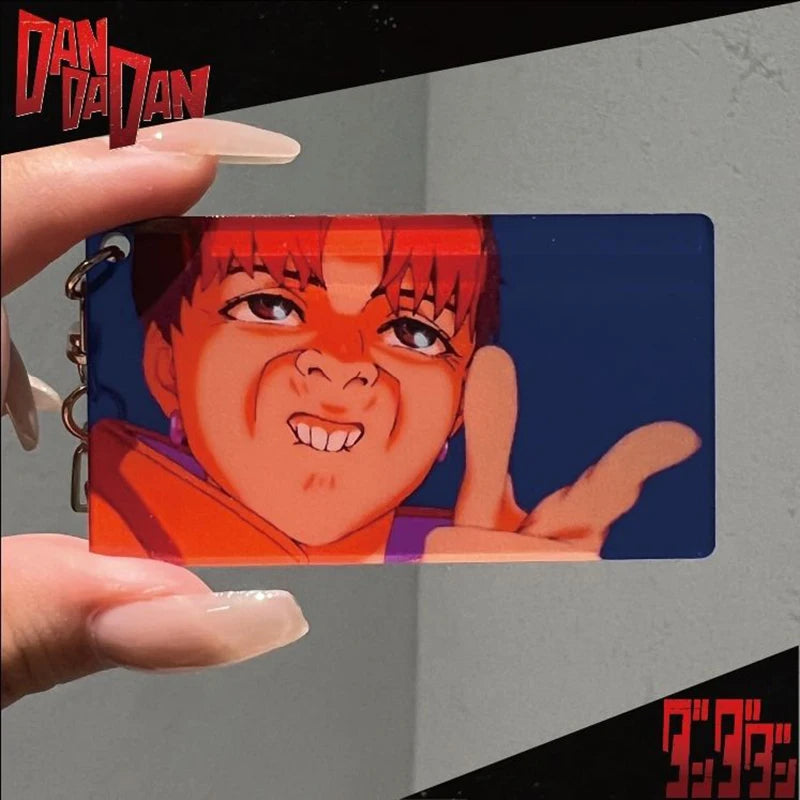 Anime Dandadan Ken Takakura Momo Ayase Cosplay Key Chain Cartoon Characters Bag Pendant Keychains Acrylic Keyring Accessories