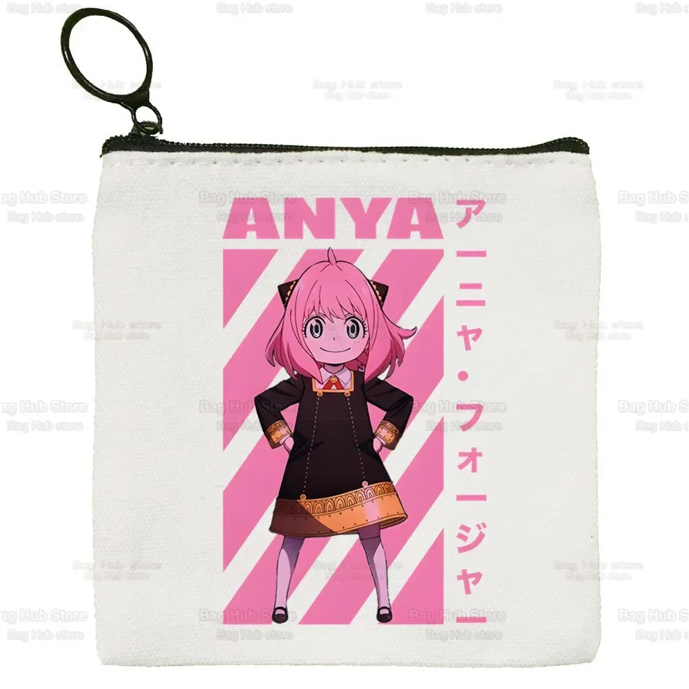 Spy X Family Cute Mini Coin Purse Canvas Anime Kawaii Anya Forger Student Wallet Coin Case SPYFAMILY Zipper Hand Female Key Case