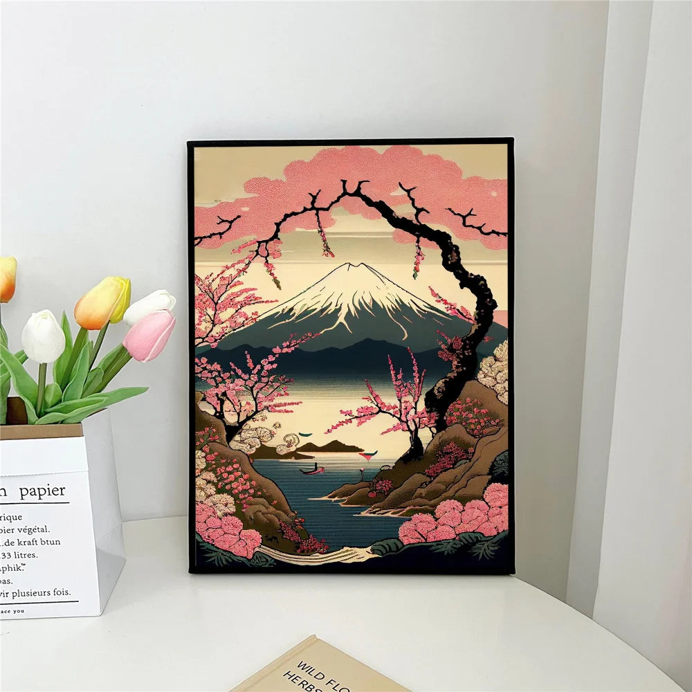 1pc Japan Style Peacock Wall Art Hokusai O-Ohara K-Koson Poster Self-adhesive Art Waterproof Paper Sticker Wall Decor