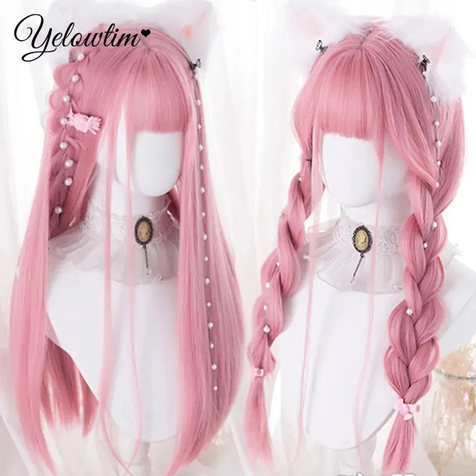 Synthetic Black Red Wig Ladies Middle Part Natural Large Waves Long Curly Hair Daily Cosplay High Temperature Silk Headgear