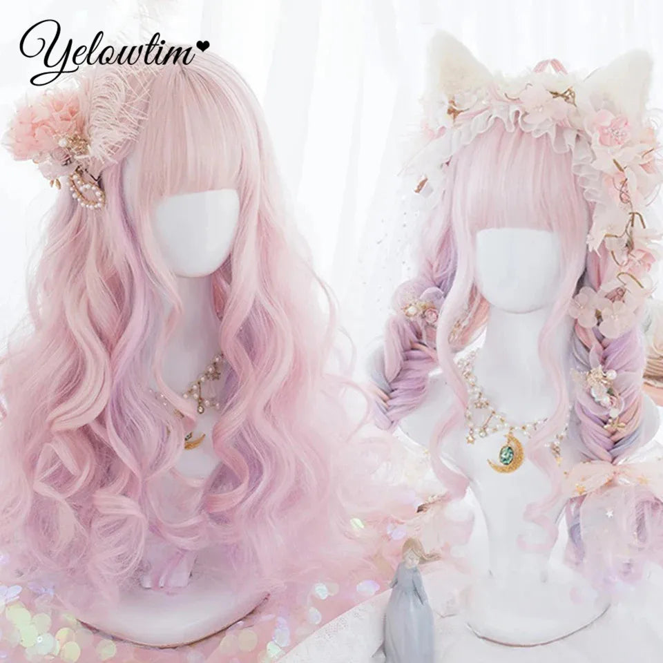 Synthetic Black Red Wig Ladies Middle Part Natural Large Waves Long Curly Hair Daily Cosplay High Temperature Silk Headgear