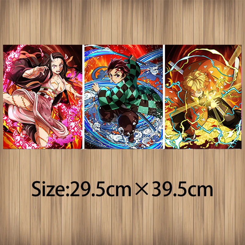 Demon Slayer Kamado Nezuko Kamado Tanjirou Agatsuma Zenitsu Anime Lenticular Posters for Home Accessorie Wall Art(Without Frame)