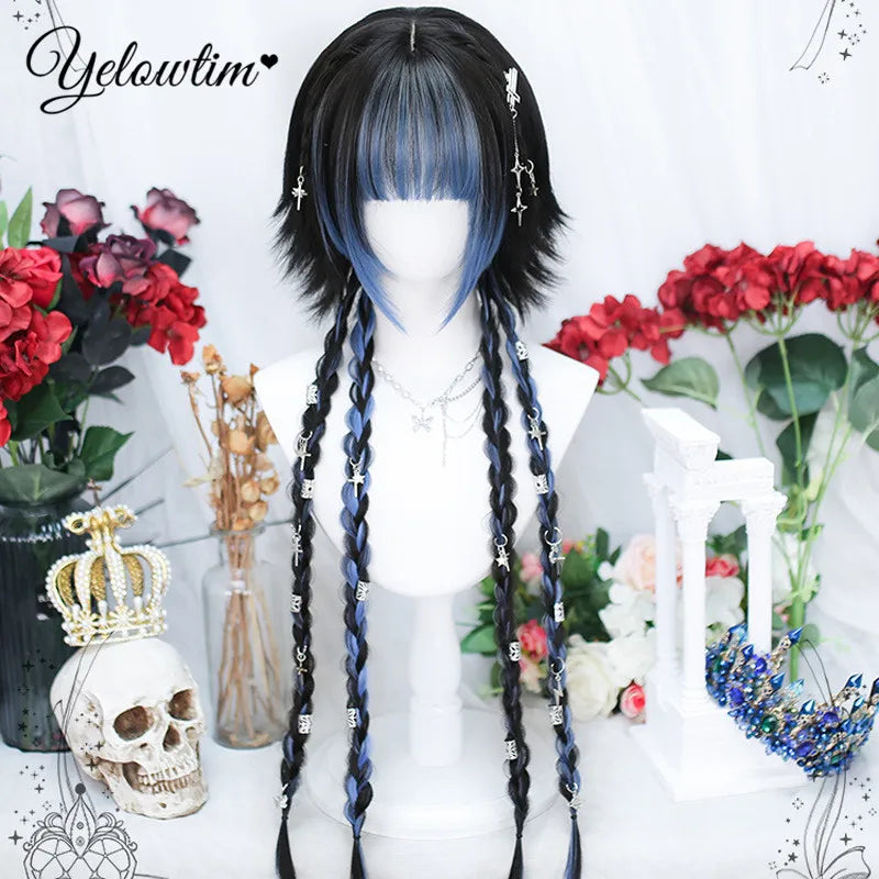 Synthetic Black Red Wig Ladies Middle Part Natural Large Waves Long Curly Hair Daily Cosplay High Temperature Silk Headgear