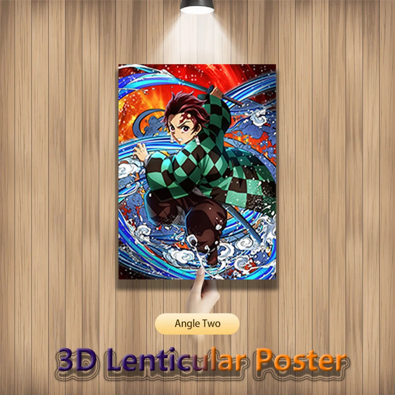 Demon Slayer Kamado Nezuko Kamado Tanjirou Agatsuma Zenitsu Anime Lenticular Posters for Home Accessorie Wall Art(Without Frame)