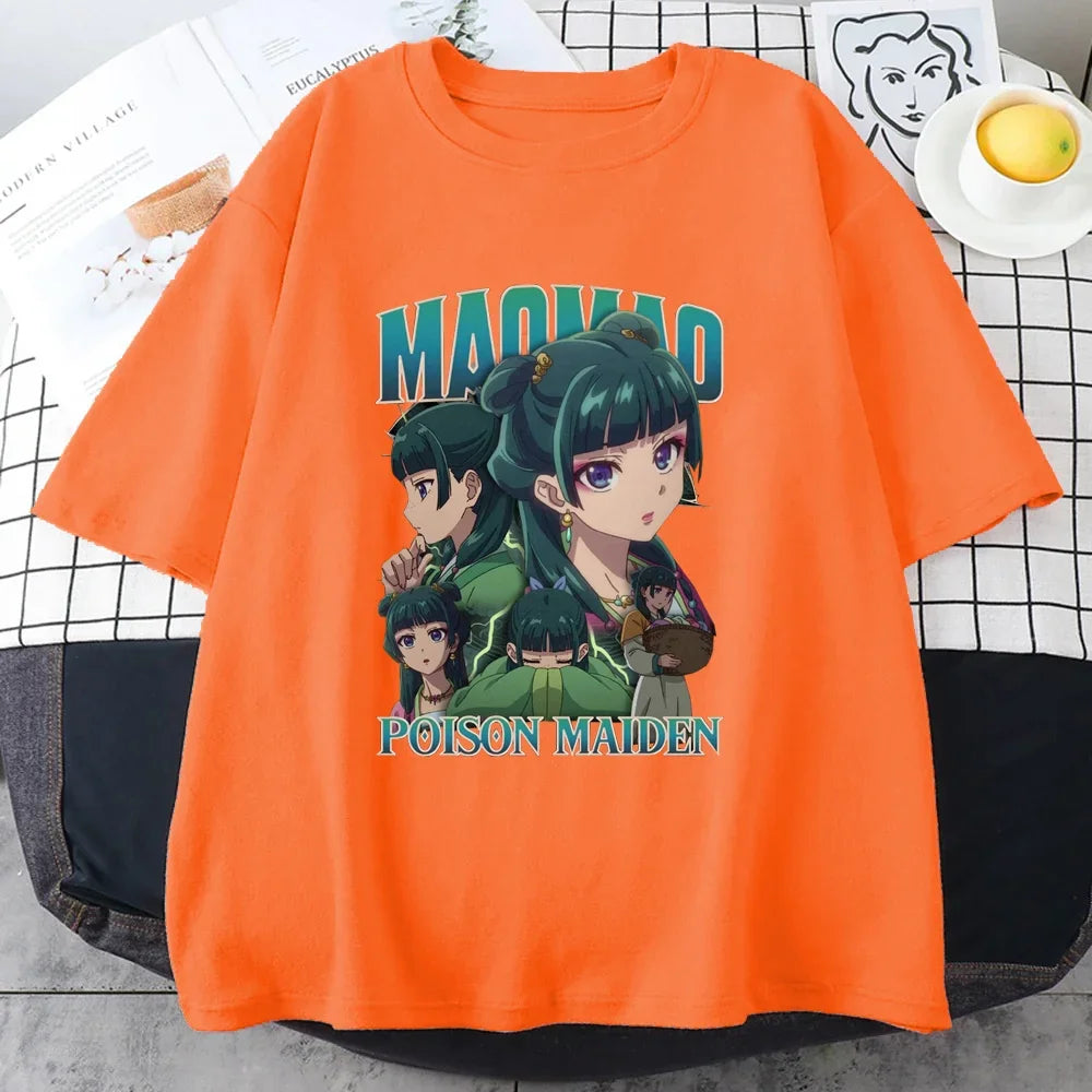 New The Apothecary Diaries Printed T-shirt Women's Personalized Summer Shirt Casual Anime Harajuku Women's Tops