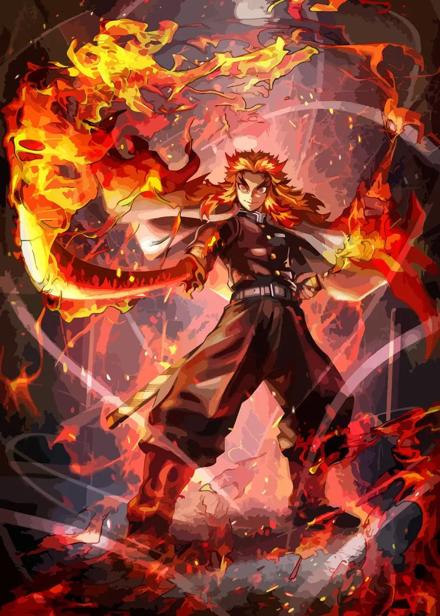 Japanese Anime Demon Slayer Abstract Poster Print Characters Rengoku Tanjiro Canvas Painting Wall Art Pictures Room Home Decor