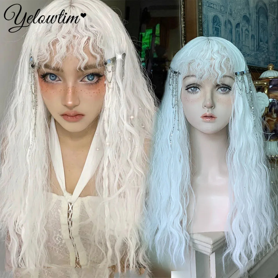 Synthetic Black Red Wig Ladies Middle Part Natural Large Waves Long Curly Hair Daily Cosplay High Temperature Silk Headgear