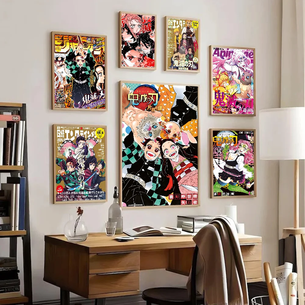 Demon Slayer Good Quality Prints and Posters Waterproof Paper Sticker Coffee House Bar Posters Wall Stickers