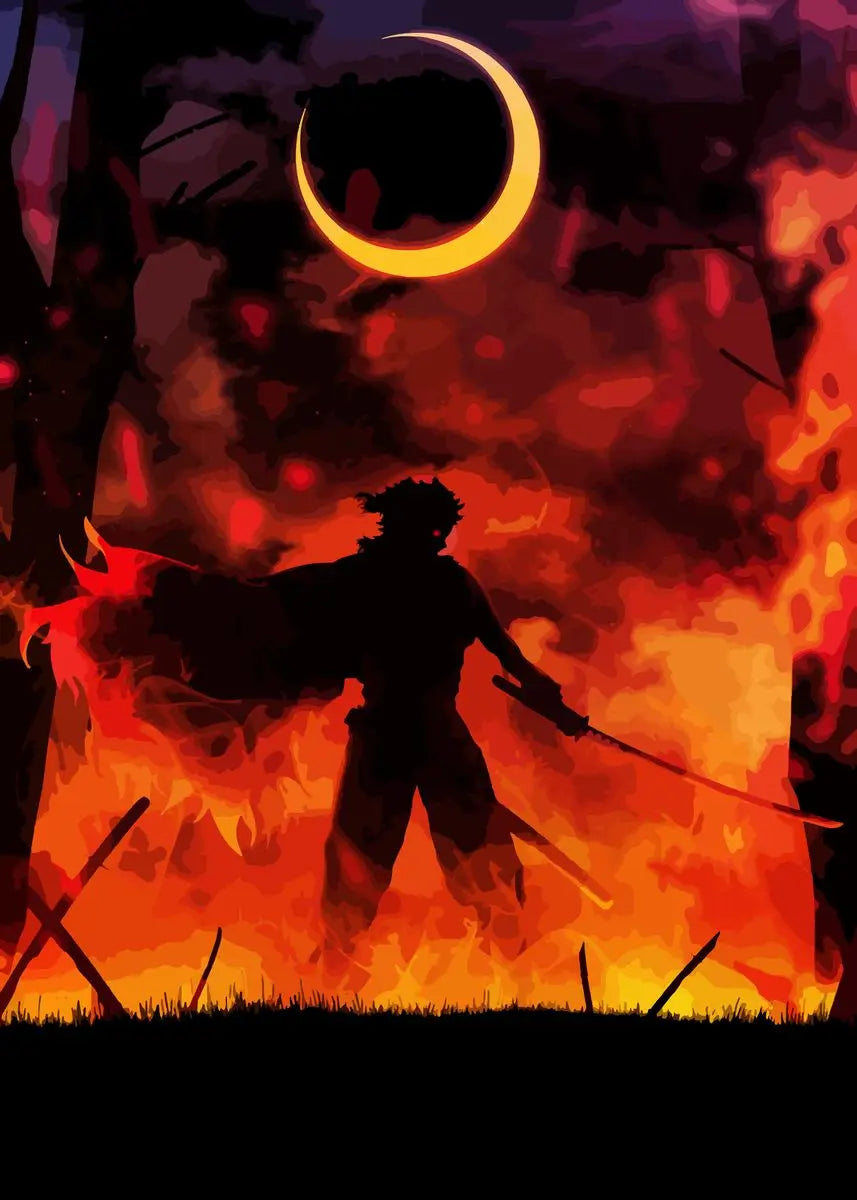 Japanese Anime Demon Slayer Abstract Poster Print Characters Rengoku Tanjiro Canvas Painting Wall Art Pictures Room Home Decor