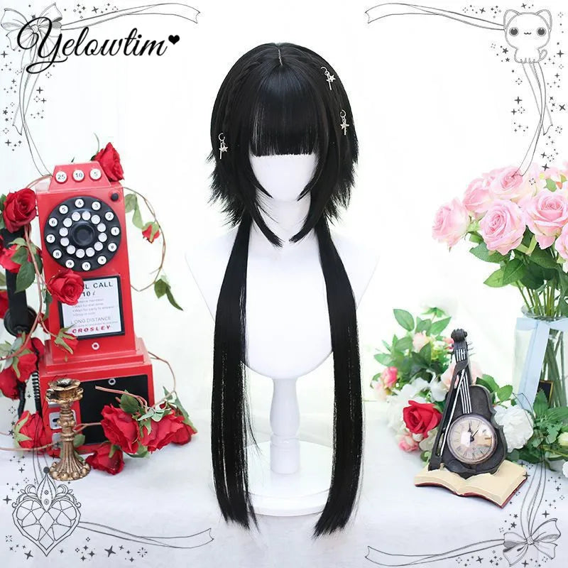 Synthetic Black Red Wig Ladies Middle Part Natural Large Waves Long Curly Hair Daily Cosplay High Temperature Silk Headgear
