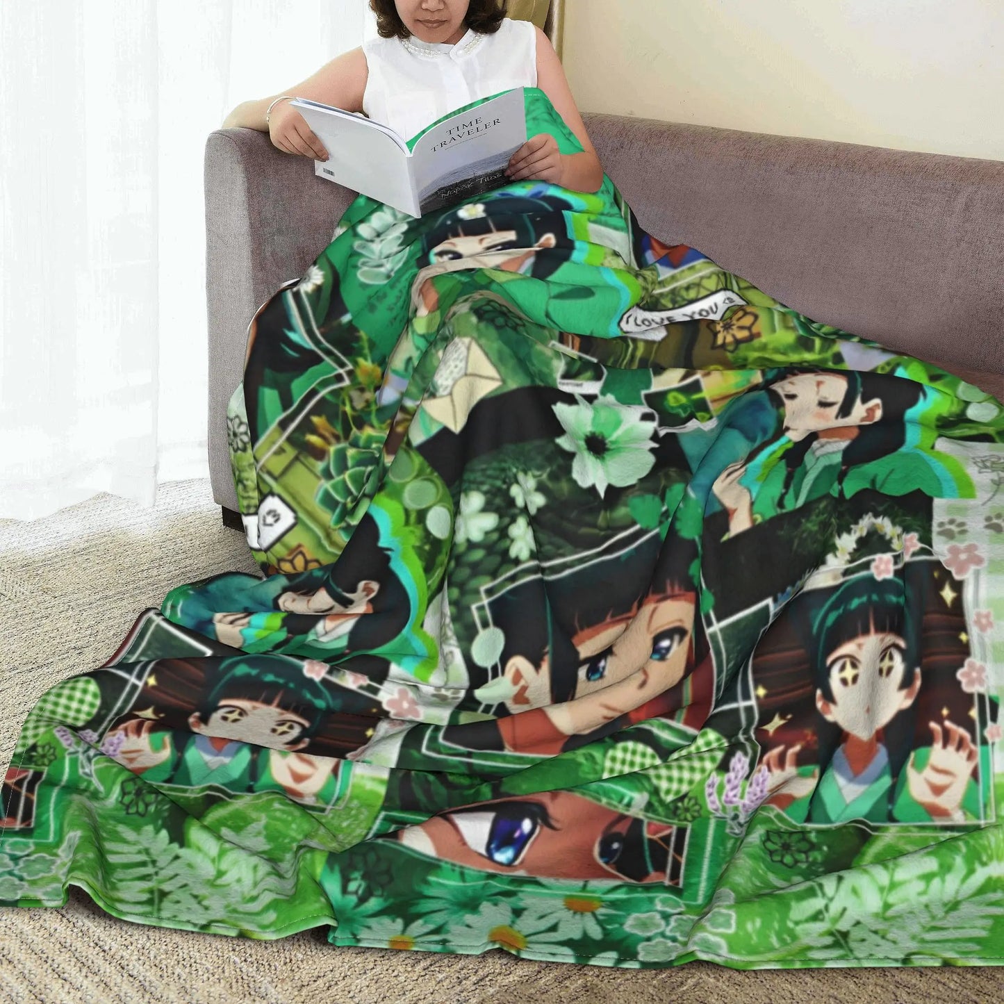 The Apothecary Diaries Maomao Blankets Fleece  Winter Cartoon Anime Portable Lightweight Thin Throw Blankets Car Bedding Throws