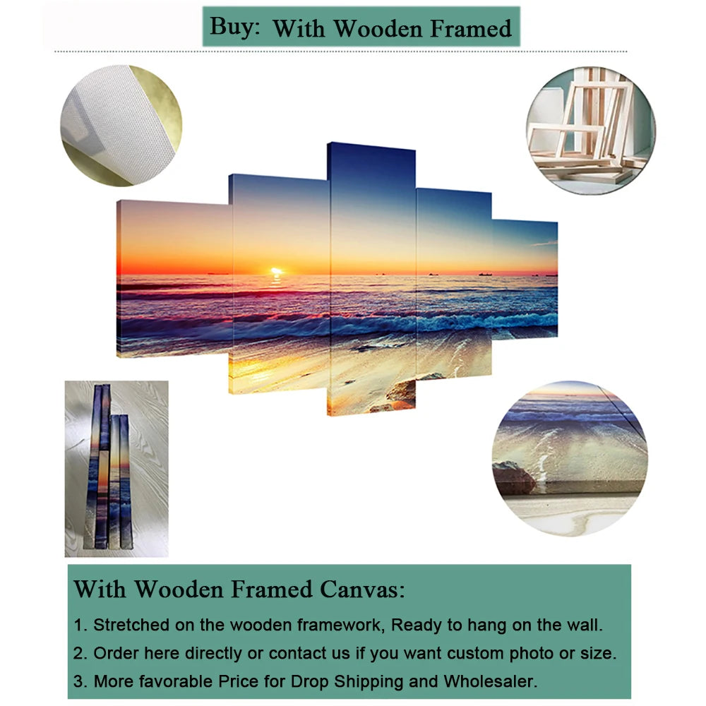 Drop Shipping 5 Pieces Canvas Wall Art Home Decor Painting Custom Family Photo Anime Movie Poster Room Decor Frames for Pictures