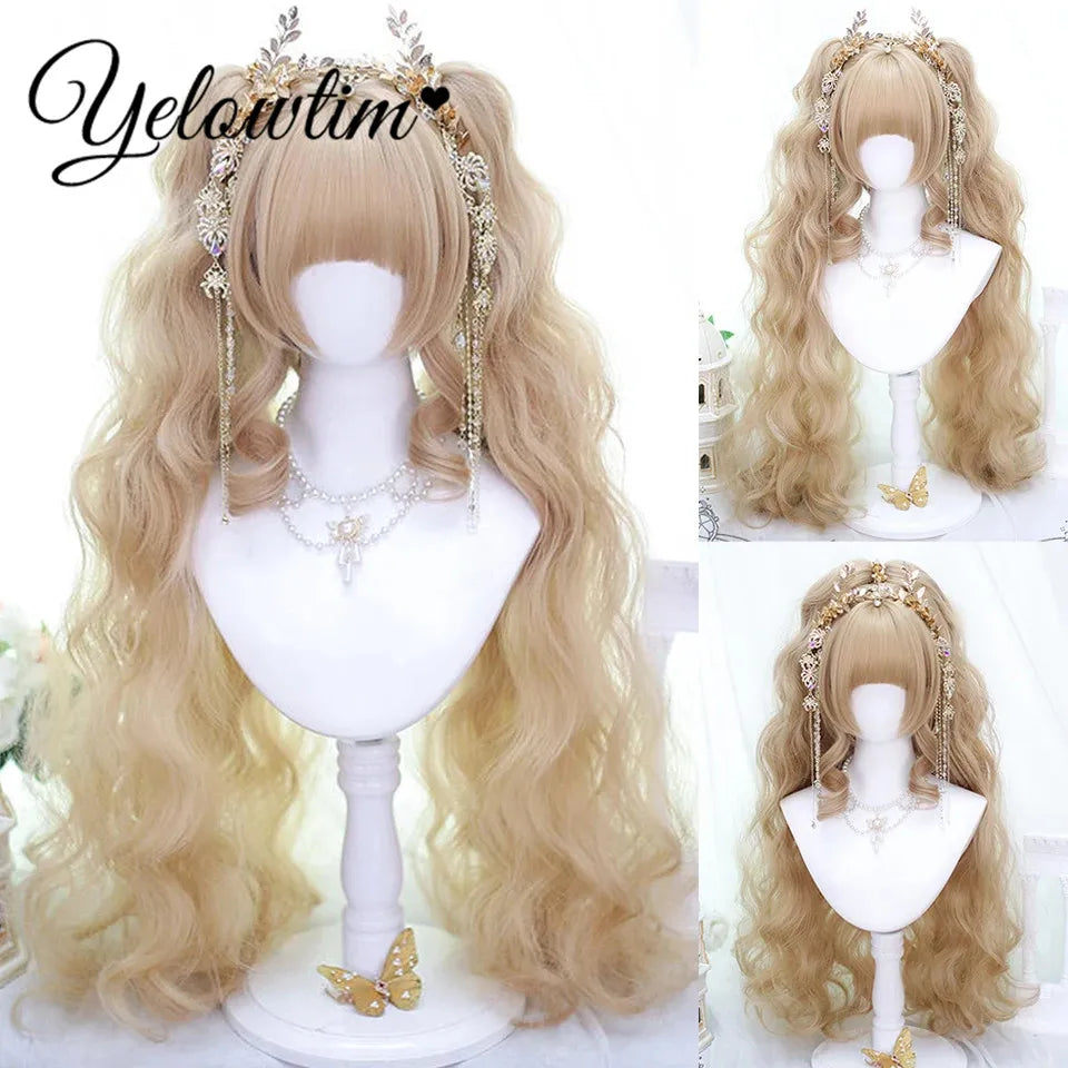 Synthetic Black Red Wig Ladies Middle Part Natural Large Waves Long Curly Hair Daily Cosplay High Temperature Silk Headgear