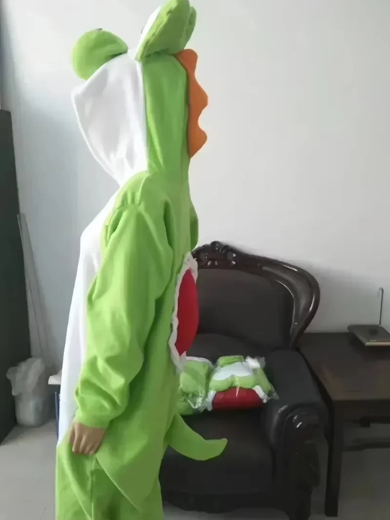 New Mario Bros Yoshi One Piece Pajamas Anime Men Halloween Cosplay Jumpsuit Costume Cartoon Carnival Party Role Play Props