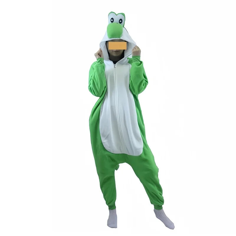 New Mario Bros Yoshi One Piece Pajamas Anime Men Halloween Cosplay Jumpsuit Costume Cartoon Carnival Party Role Play Props