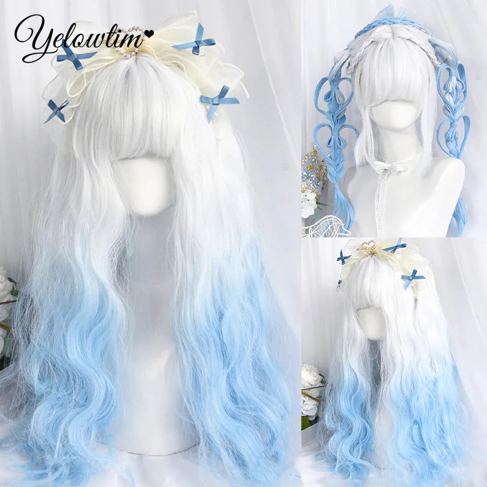 Synthetic Black Red Wig Ladies Middle Part Natural Large Waves Long Curly Hair Daily Cosplay High Temperature Silk Headgear