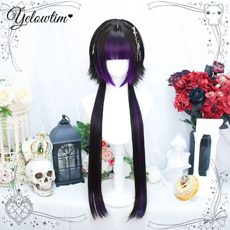 Synthetic Black Red Wig Ladies Middle Part Natural Large Waves Long Curly Hair Daily Cosplay High Temperature Silk Headgear