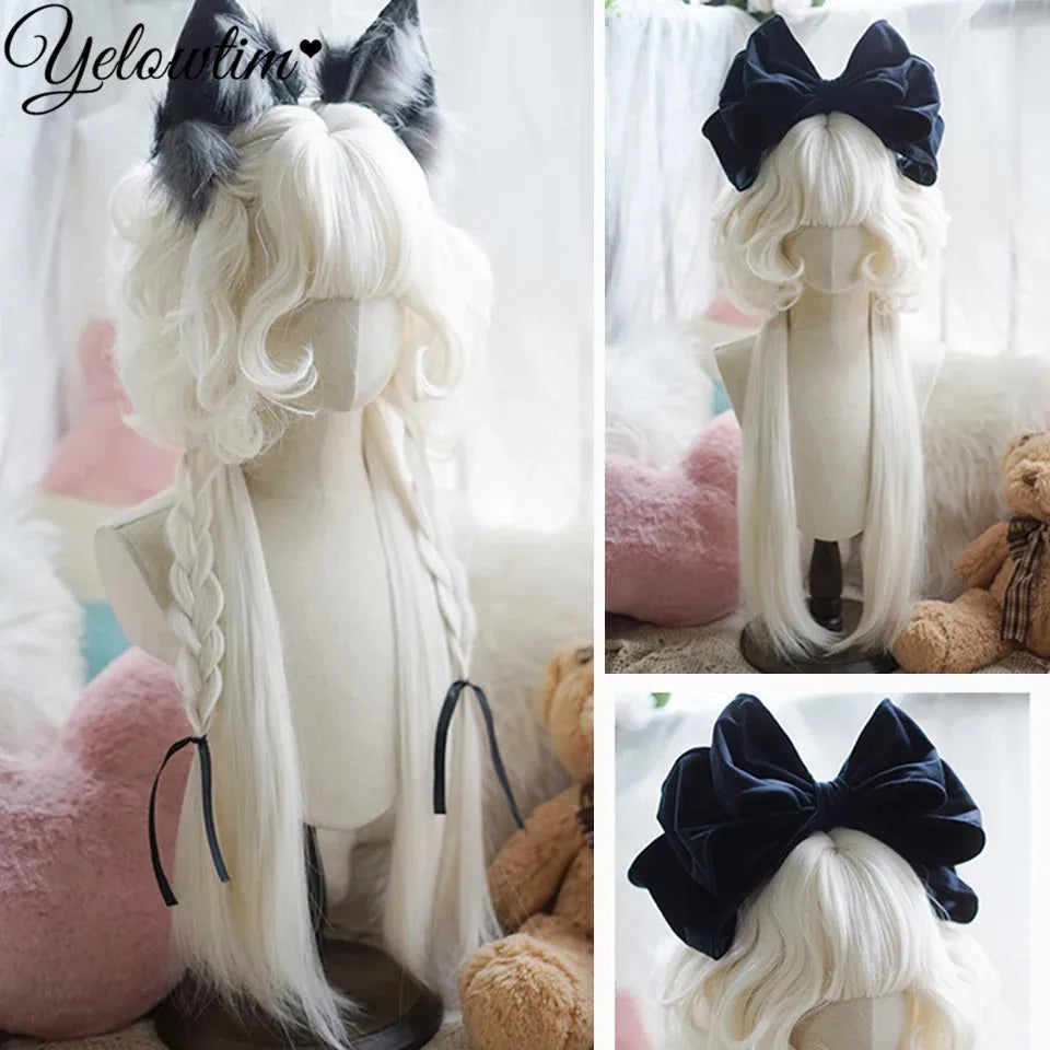 Synthetic Black Red Wig Ladies Middle Part Natural Large Waves Long Curly Hair Daily Cosplay High Temperature Silk Headgear
