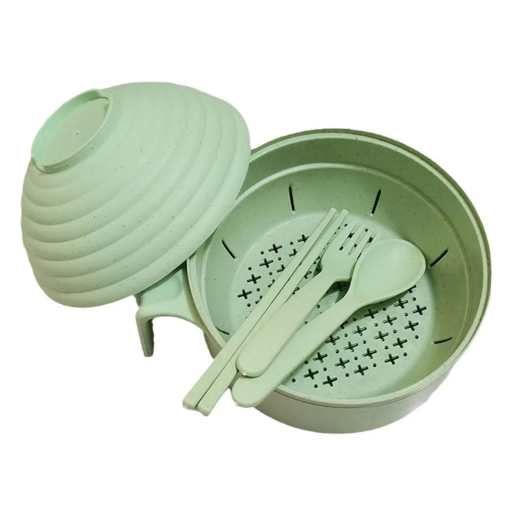 Durable Large Capacity Microwave Ramen Bowl with Lid with Strainer Student Tableware With Handle Noodles Bowl