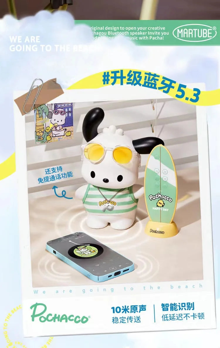 Kawaii Sanrio Pochacco Bluetooth Speaker Cartoon Anime Wireless Speaker Portable Desktop Charging Speaker Decoration Kids Gifts
