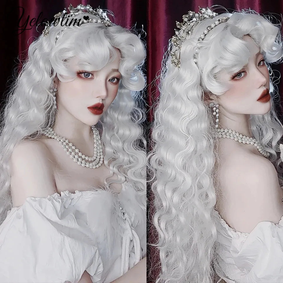 Synthetic Black Red Wig Ladies Middle Part Natural Large Waves Long Curly Hair Daily Cosplay High Temperature Silk Headgear