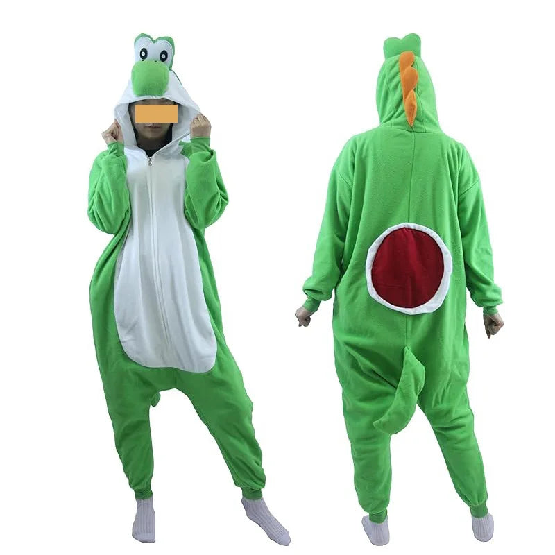 New Mario Bros Yoshi One Piece Pajamas Anime Men Halloween Cosplay Jumpsuit Costume Cartoon Carnival Party Role Play Props
