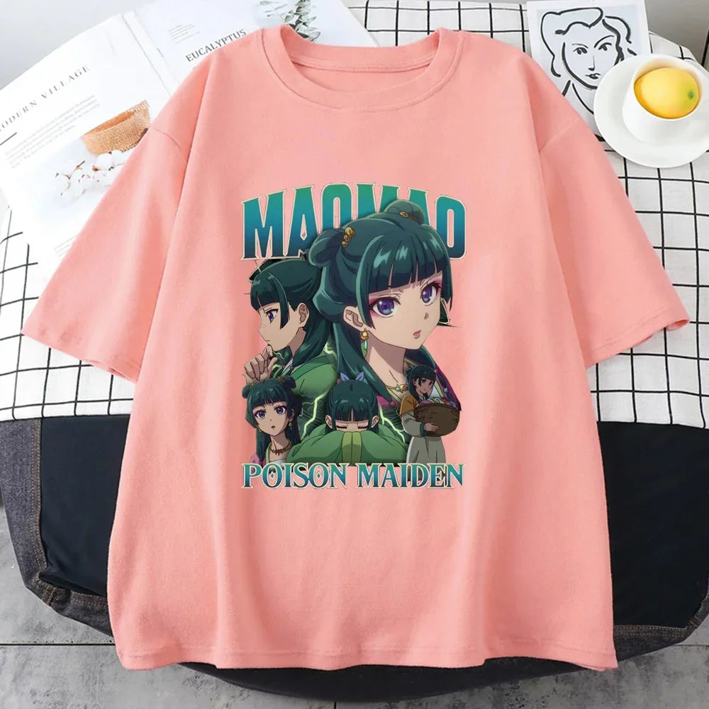 New The Apothecary Diaries Printed T-shirt Women's Personalized Summer Shirt Casual Anime Harajuku Women's Tops