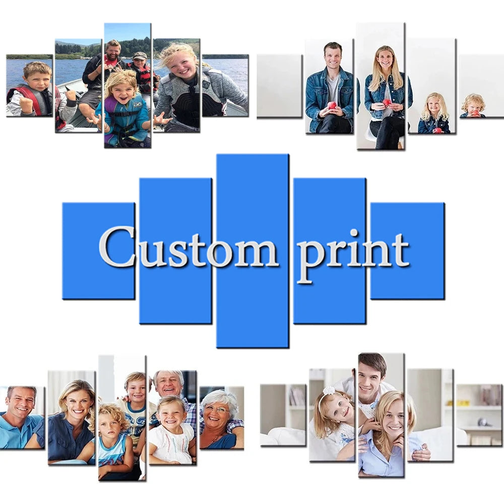 Drop Shipping 5 Pieces Canvas Wall Art Home Decor Painting Custom Family Photo Anime Movie Poster Room Decor Frames for Pictures