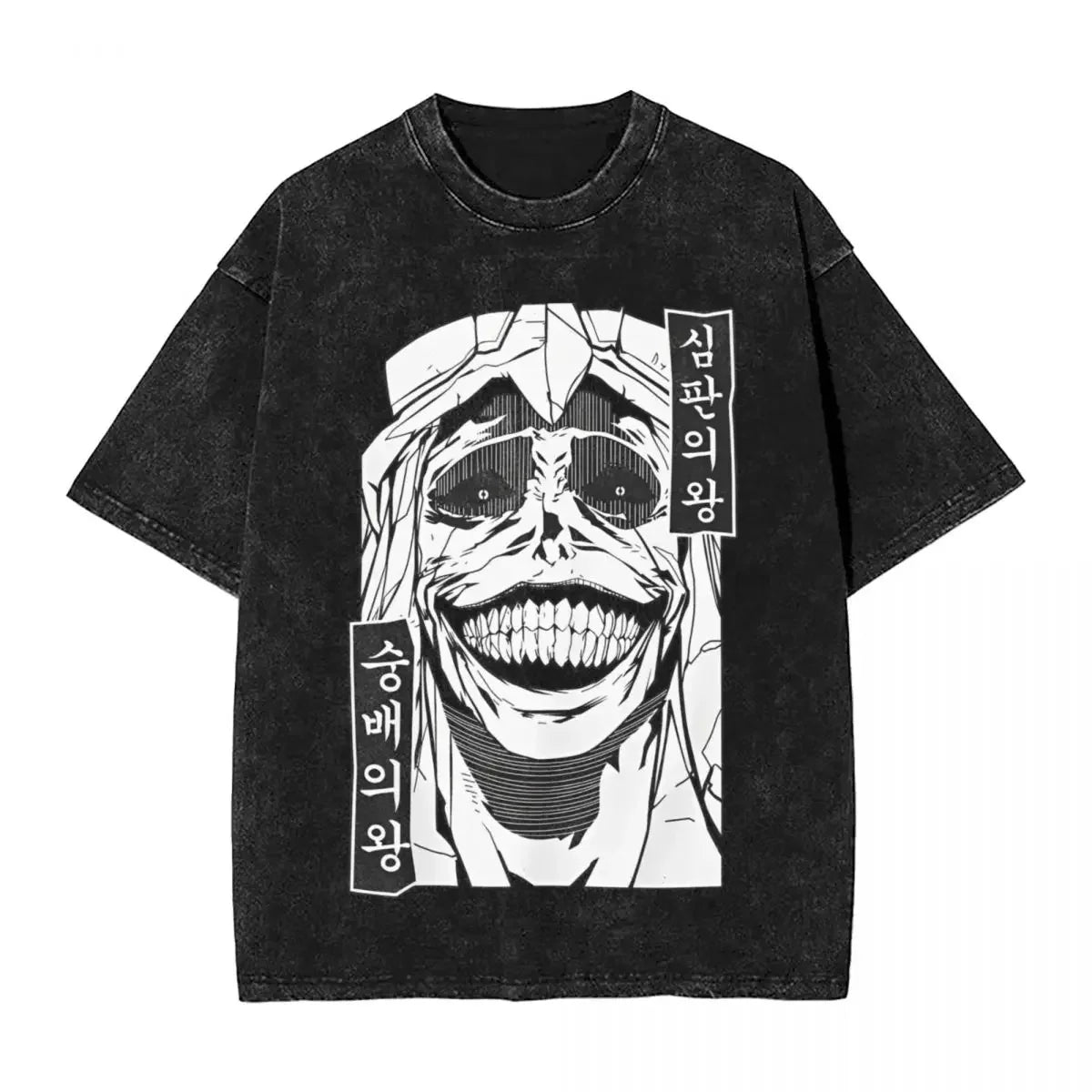 Solo Leveling Statue Of God Washed T Shirt Streetwear Hip Hop T-Shirts Tee Shirt for Men Women 100% Cotton High Street Summer