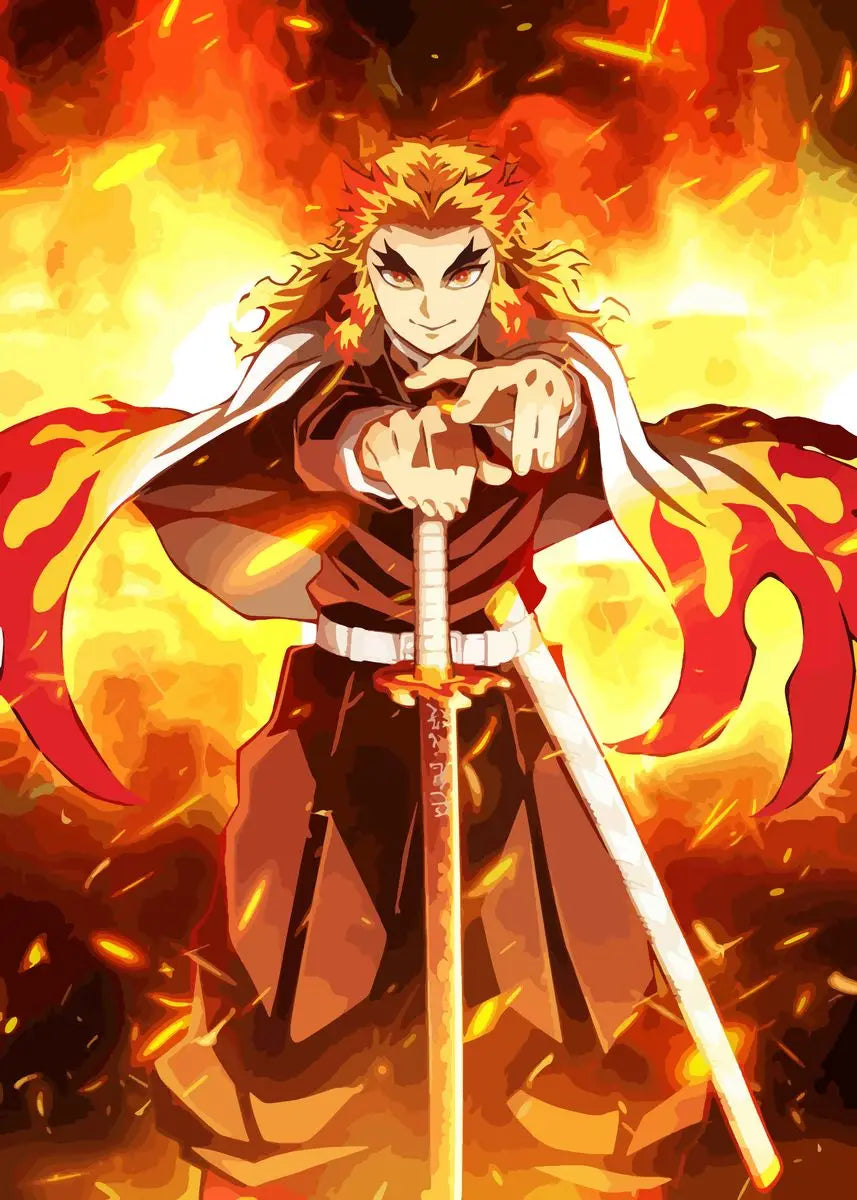 Japanese Anime Demon Slayer Abstract Poster Print Characters Rengoku Tanjiro Canvas Painting Wall Art Pictures Room Home Decor
