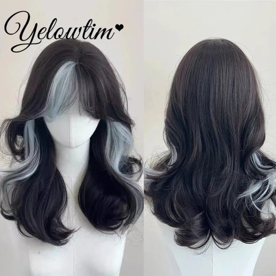 Synthetic Black Red Wig Ladies Middle Part Natural Large Waves Long Curly Hair Daily Cosplay High Temperature Silk Headgear
