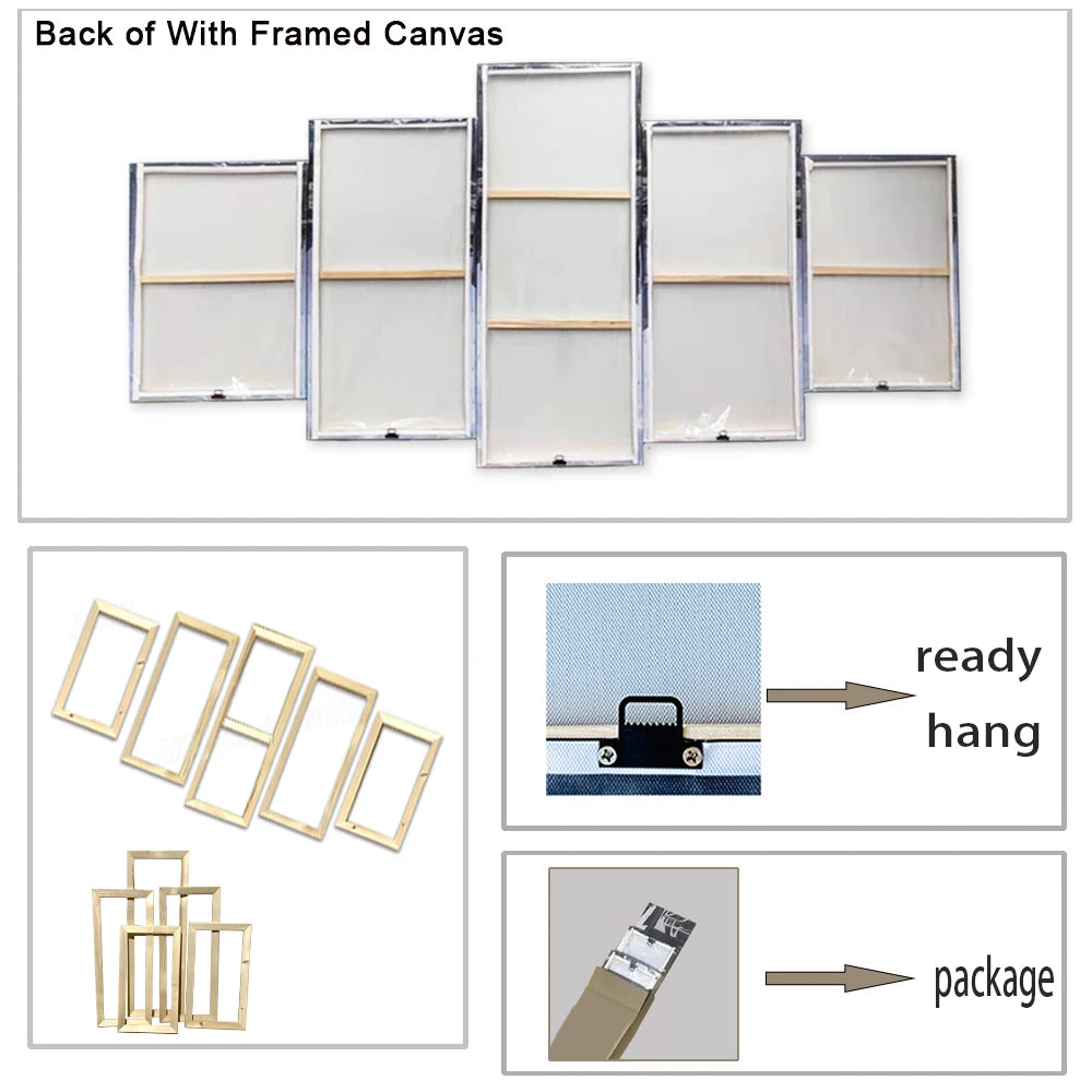 Drop Shipping 5 Pieces Canvas Wall Art Home Decor Painting Custom Family Photo Anime Movie Poster Room Decor Frames for Pictures