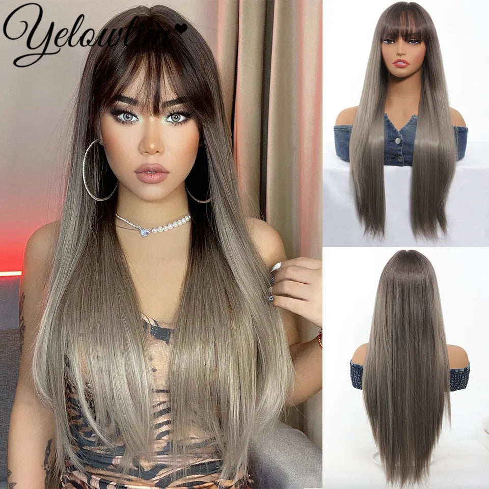 Synthetic Black Red Wig Ladies Middle Part Natural Large Waves Long Curly Hair Daily Cosplay High Temperature Silk Headgear