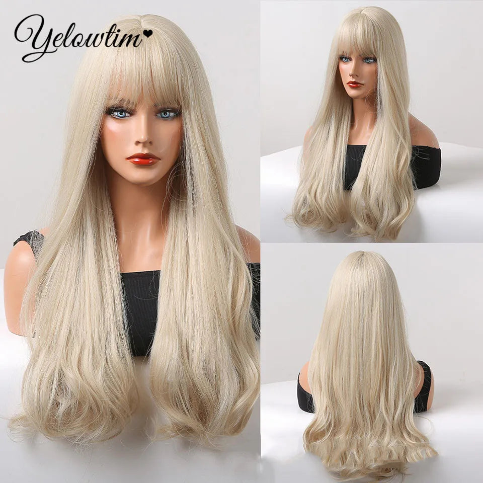 Synthetic Black Red Wig Ladies Middle Part Natural Large Waves Long Curly Hair Daily Cosplay High Temperature Silk Headgear