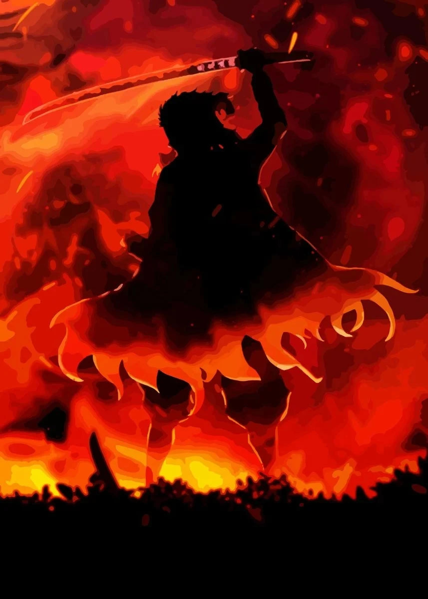 Japanese Anime Demon Slayer Abstract Poster Print Characters Rengoku Tanjiro Canvas Painting Wall Art Pictures Room Home Decor