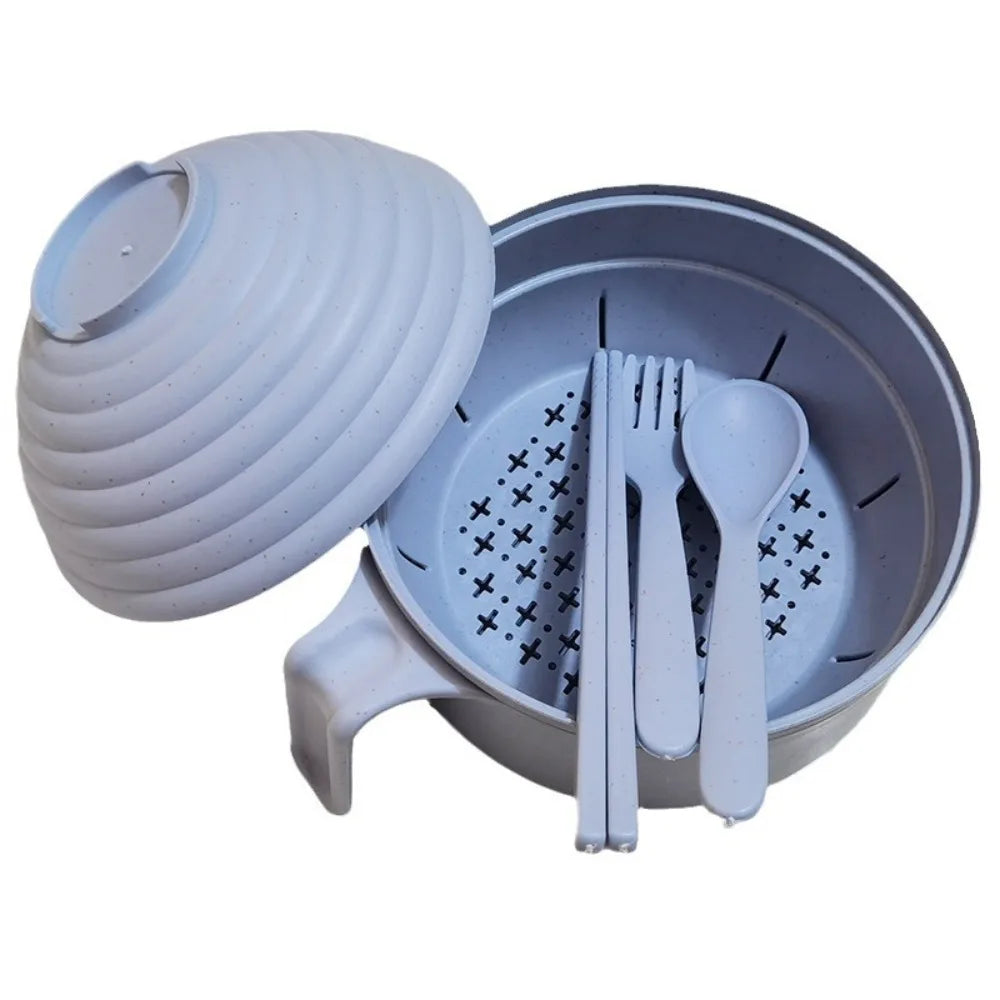 Durable Large Capacity Microwave Ramen Bowl with Lid with Strainer Student Tableware With Handle Noodles Bowl